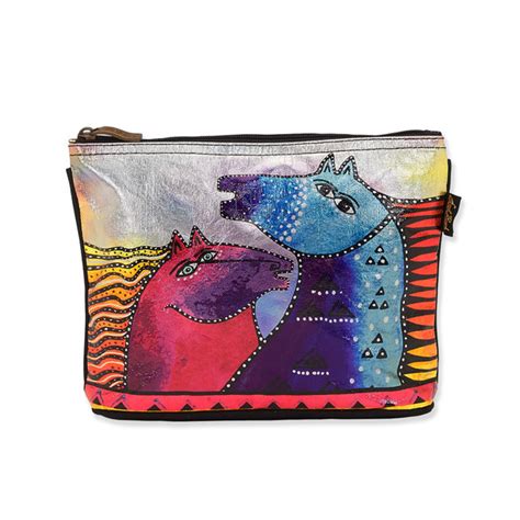 Laurel Burch Cotton Canvas Cosmetic Bag Rainbow Horses Lb4890c