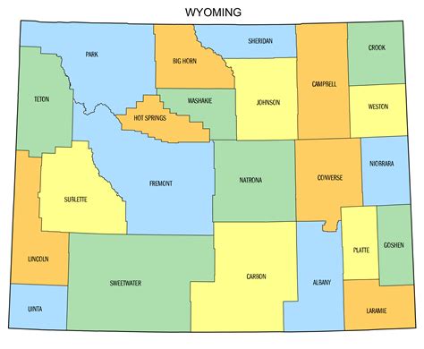Wyoming County Map Printable State Map With County Lines Diy
