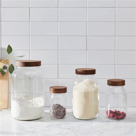 Turnco Wood Goods Glass Jars With Wooden Lids 4 Sizes 3 Sets Jar