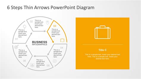 6 Steps Circular Thin Arrows PowerPoint Diagram