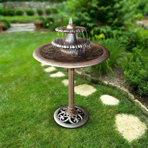 I wouldn't recommend this fountain at all because the water splashes out of the dish too much, eventually draining most of the water and stops pumping to. NEW Bronze Garden Fountain Outdoor Decor Water Bird Bath ...