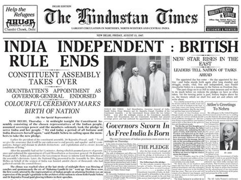 15 August 1947 Indian News Paper Around Clippings