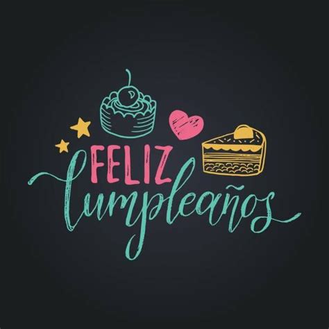 Vector Feliz Cumpleanos Translated Happy Birthday Lettering Design