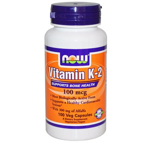Vitamina K 2 100mcg 100 Cápsulas Now Foods Pronta Entrega R 6449