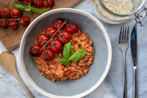 Tomatenrisotto met truffel en gepofte tomaatjes