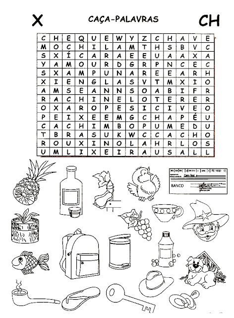 Rosearts Atividades Para Imprimir Ca A Palavras E Cruzadinha Com X E Ch H C E Q