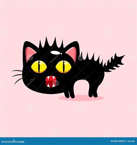 Cute Black Cat Posing Scared Stock Illustration Illustration Of