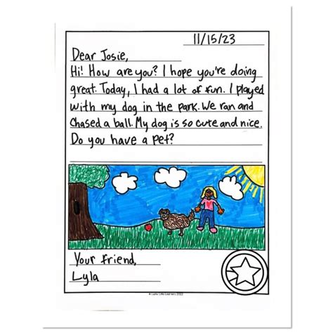 Visual Writing Rubric Friendly Letter Lucky Little Learners