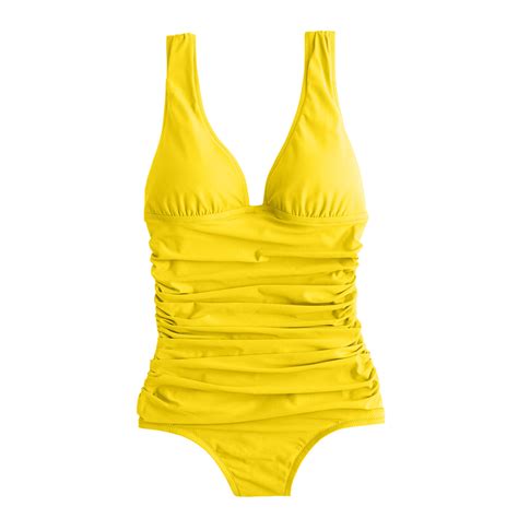 Jcrew Ruched Femme One Piece Swimsuit In Yellow Crisp Yellow Lyst