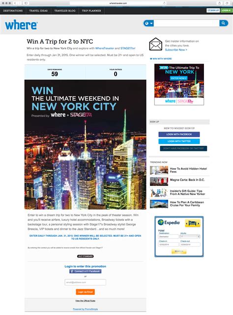 Win A Trip for 2 to NYC from WhereTraveler | Win a trip, Sweepstakes ...