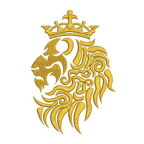 Golden Lion With Crown 4 Sizes Products Swak Embroidery