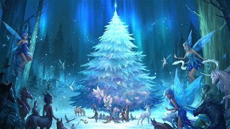 Free Download Christmas Tree Fantasy Forest 4k Wallpaper Iphone Hd