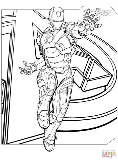 Раскраска Железный человек из Мстителей Раскраски для детей печать онлайн