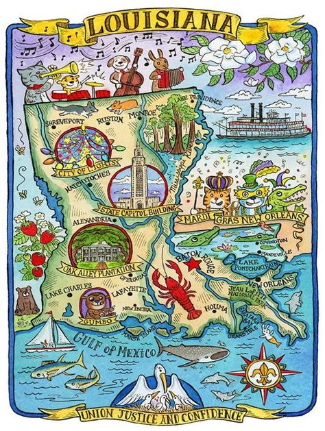 Louisiana State Map 11x 14 Art Print Etsy In 2021 Louisiana State