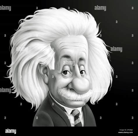 Albert Einstein Caricature In Black And White Stock Photo Alamy