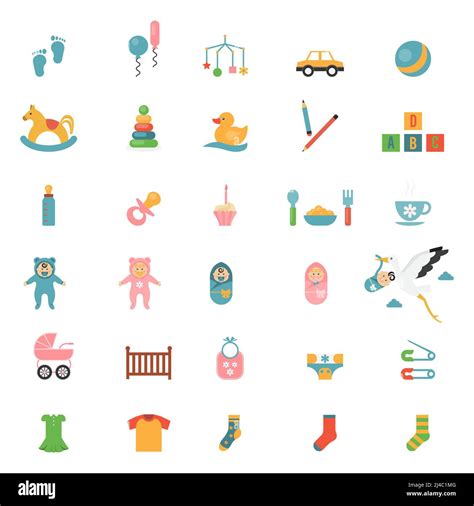 Babies Toys Icons On A Theme Of Infants And Their Accessories Vector