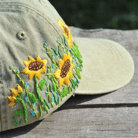 Excited To Share The Latest Addition To My Etsy Shop Hand Embroidered Sunflower Hat Custom