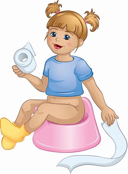 Potty Clipart Training Toilet Sitting Cartoon Illustration
