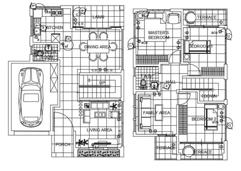 3 Bhk Car Parking House Flooring Layout Plan Drawing Dwg File Cadbull