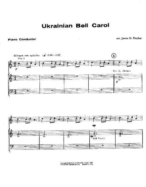 Ukrainian Bell Carol By James D Ployhar J W Pepper Sheet Music