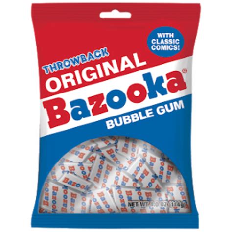 Bazooka Original Flavor Bubble Gum Individually Wrapped 4oz Bag 4 Oz