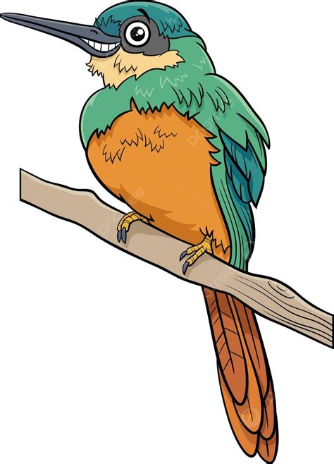 Jacamar Bird Animal Character Cartoon Illustration Happy Witty Comics