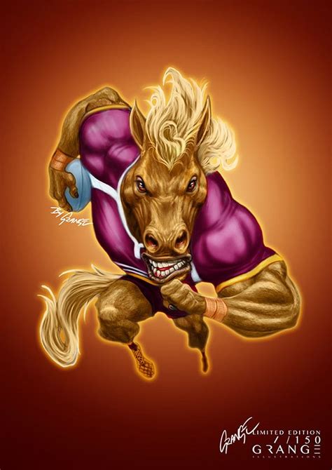 The Rampaging Bronco Print By Grange Wallis Brisbane Broncos Nrl