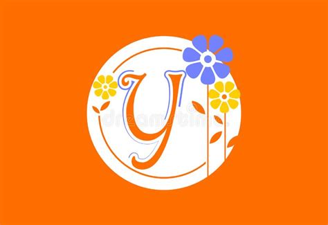 Floral Monogram Letter Y Initial Alphabet With Botanical Elements