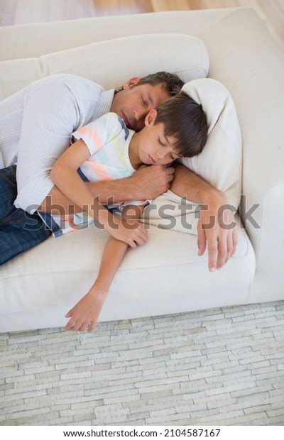 Father Son Napping On Sofa Living Stock Photo Shutterstock