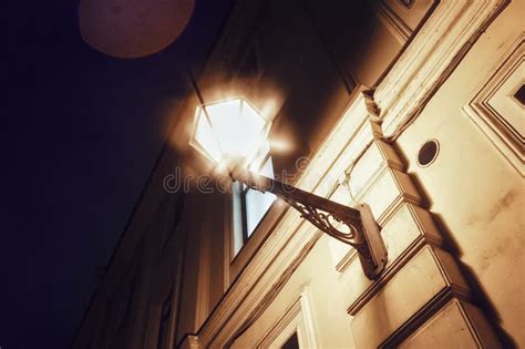 Streetlight Light Wall Window Night City Architecture Stock Photo