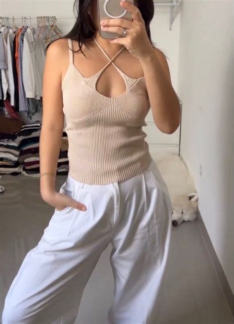 Nude Ribbed Tank Top On Carousell