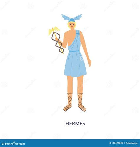 Greek God Hermes Character Of Greek Mythology Flat Vector Illustration Isolated Stock Vector