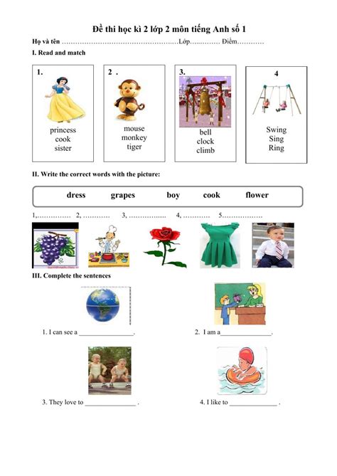 The bookshelf in my house holds many books, and some pictures and candles. English test grade 2 worksheet