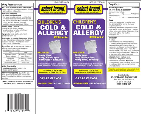 Childrens Cold And Allergy Brompheniramine Maleate Phenylephrine Hcl
