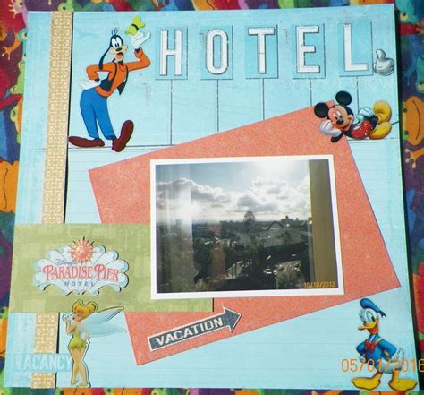 Handmade Scrapbook Layout Disneyland Paradise Pier Hotel Little