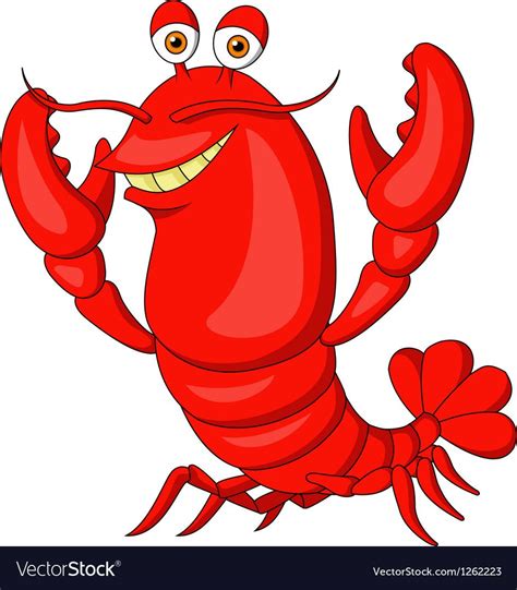Cute Lobster Cartoon Royalty Free Vector Image Cartoons Vector Fish