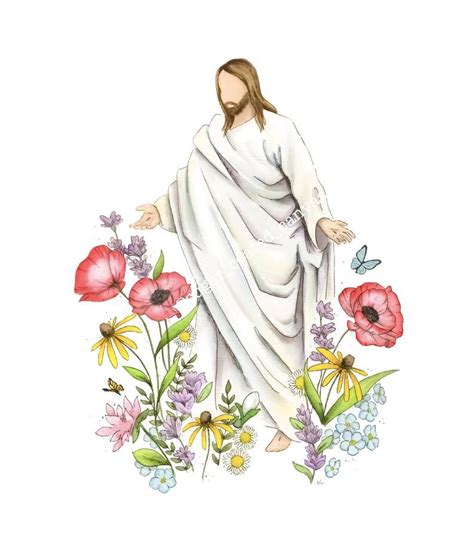 Jesus Christ In Flowers Easter Jesus Christ Christian Art Etsy In