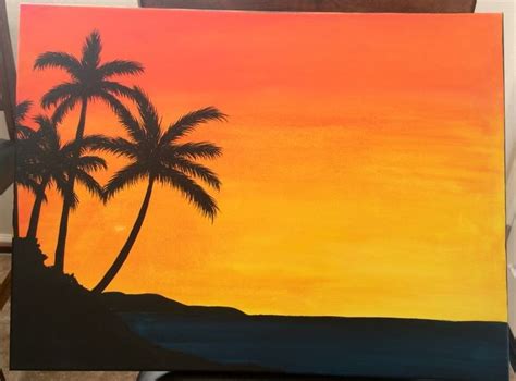 Pin By Jocelyne Drapeau On Painting Palm Trees Painting Beach Sunset
