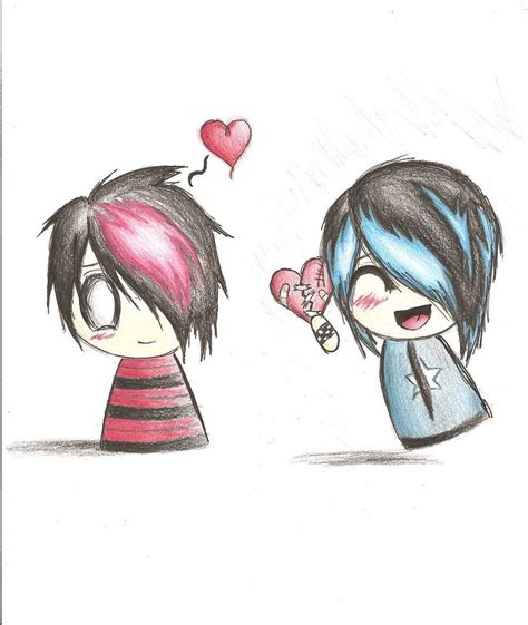 Emo Drawing Emo Art Couple Drawings Cute Emo Couples