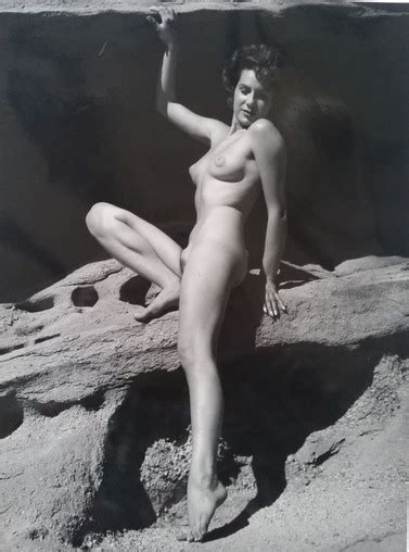 André de Dienes Nude seated on rock 1960 Photograph Photography