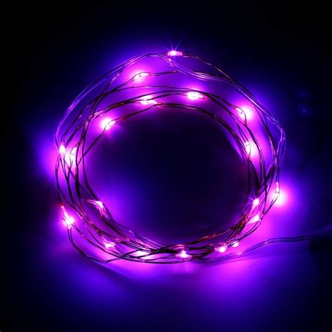 20 Led Copper Lights Wbatt Purple