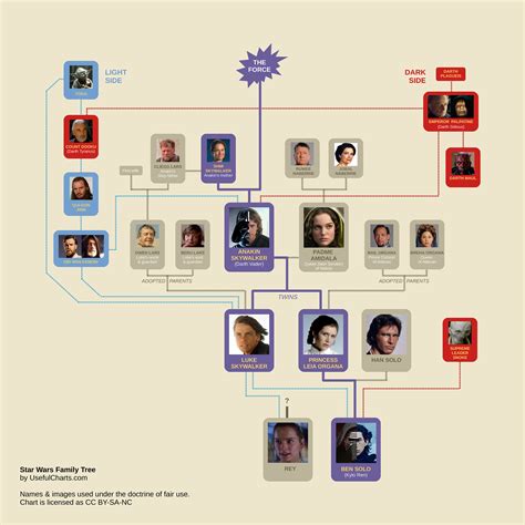 In addition to books and tv shows, we've seen a total of three after all these years, to understand the grand scheme of things in star wars, you need to know two families: Star Wars Family Tree » ChartGeek.com