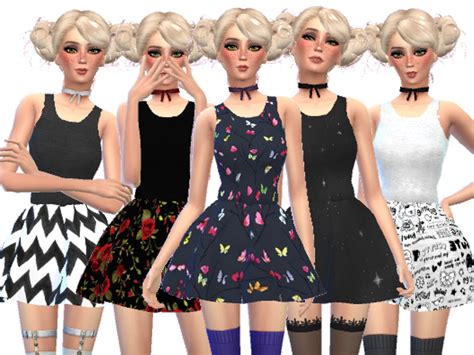 The Sims Resource Pastel Gothic Mini Dresses