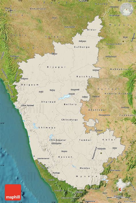 North karnataka is a geographical region in deccan plateau from 300 to 730 metres elevation that constitutes the northern part of the karnataka state in. Shaded Relief Map of Karnataka, satellite outside