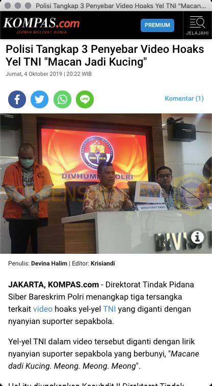 Hewan ini telah dijinakkan dan menjadi sahabat manusia. BERITA "Polisi Tangkap 3 Penyebar Video Hoaks Yel TNI ...