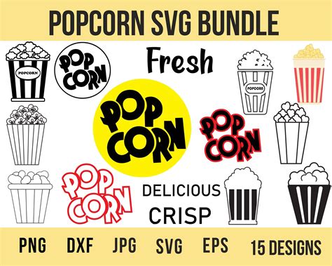 Popcorn Svg Popcorn Box Svg Popcorn Clipart Popcorn Etsy Canada