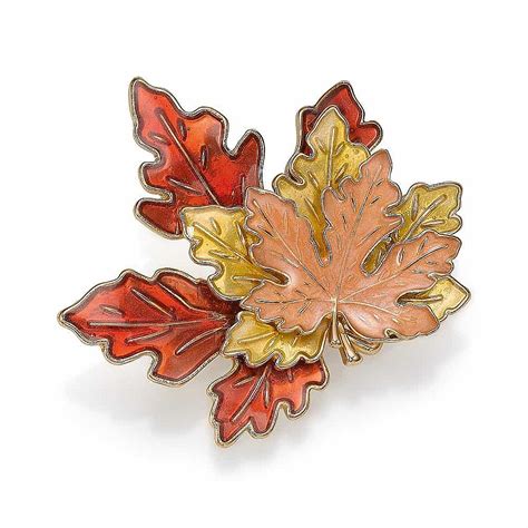 Autumn Calling Leaf Brooch Burnished Autumn Leaves Motif Pin