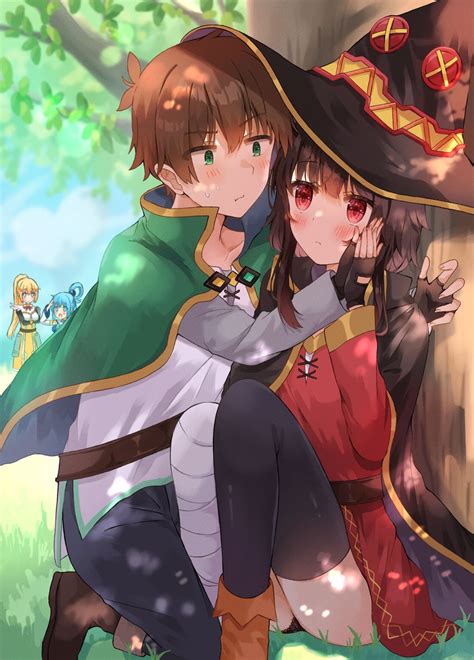 Megumin Aqua Darkness And Satou Kazuma Kono Subarashii Sekai Ni Shukufuku Wo Drawn By Yuno