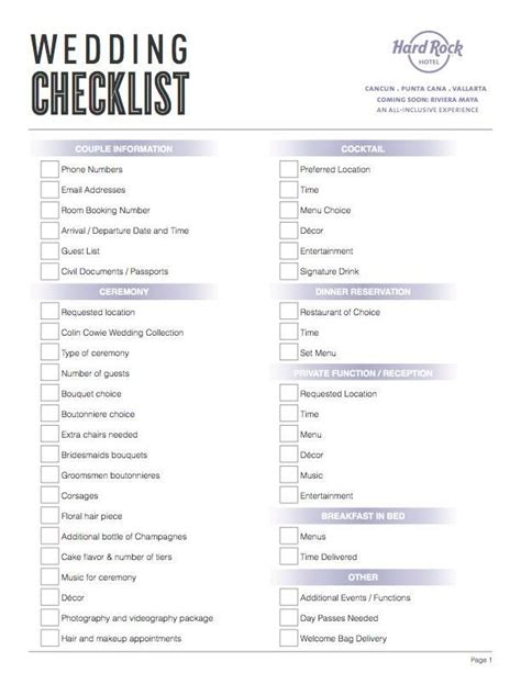 Simple Wedding Checklist