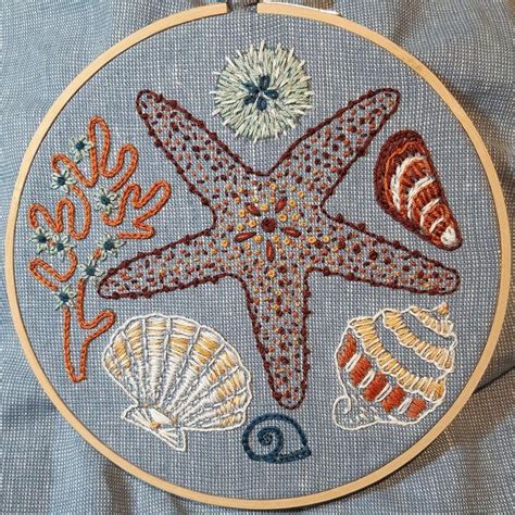 Sea Shells Embroidery Kit Ocean Embroidery Design Star Etsy